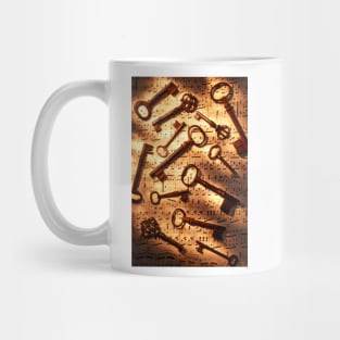 Old skeleton keys on sheet music Mug